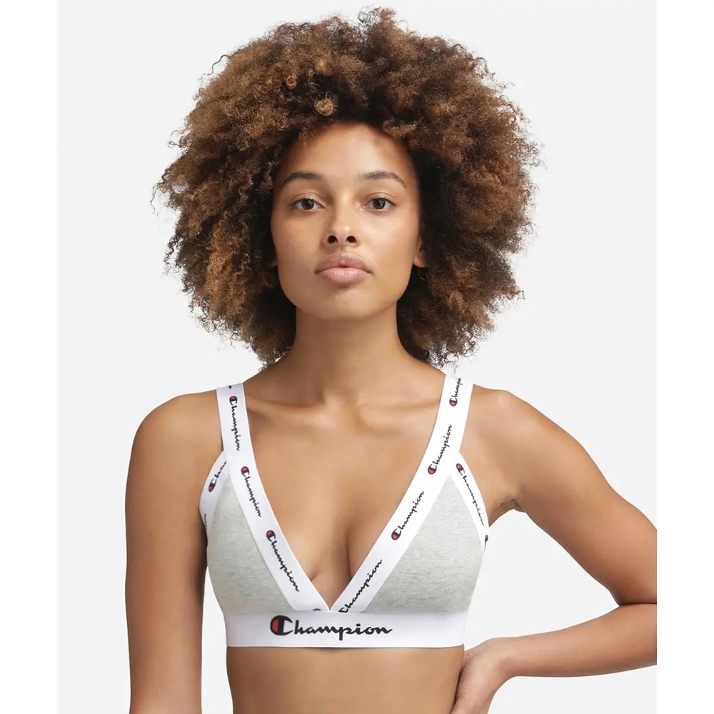 Champion Triangle Bra Crop Top Womens Size Large Gray Wireless Crossback Straps